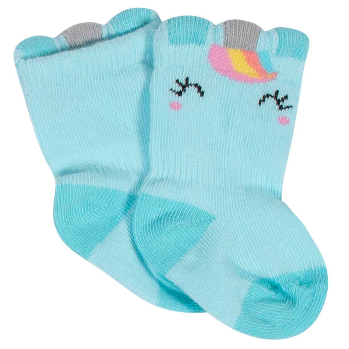 8-Pack Girls Unicorn Jersey Crew Socks, view 2