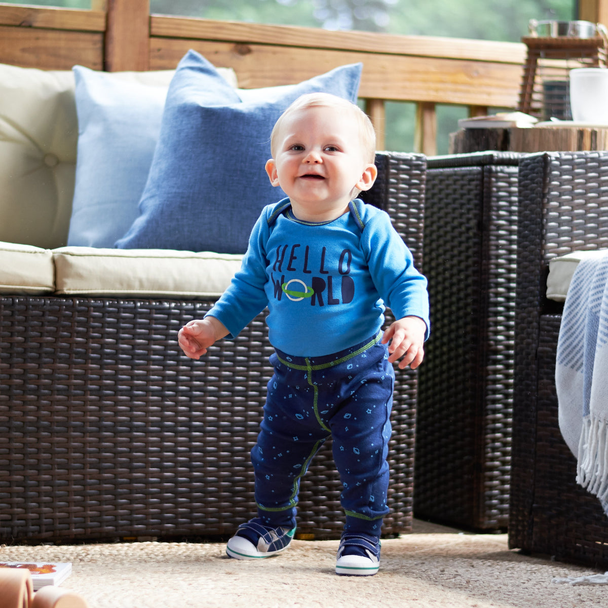 3-Piece Baby Boys Space Bodysuit, Pant, & Cap Set, view 3