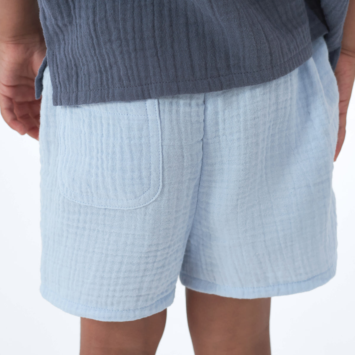 Infant & Toddler Blue Gauze Shorts, view 4