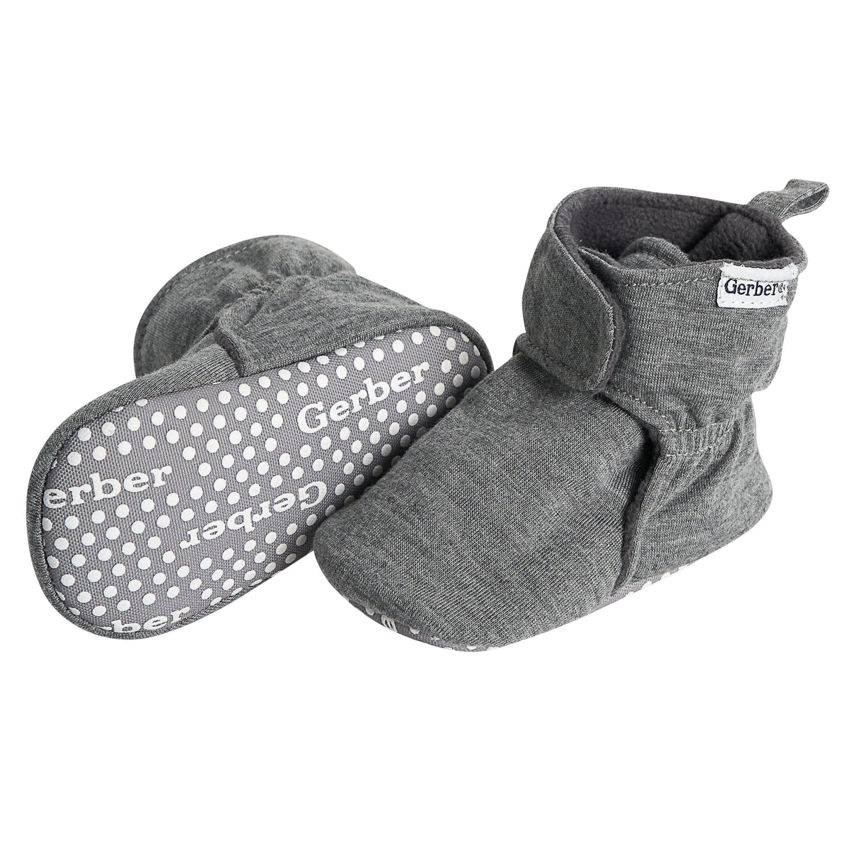 Baby Neutral Heather Gray Soft Booties, view 2