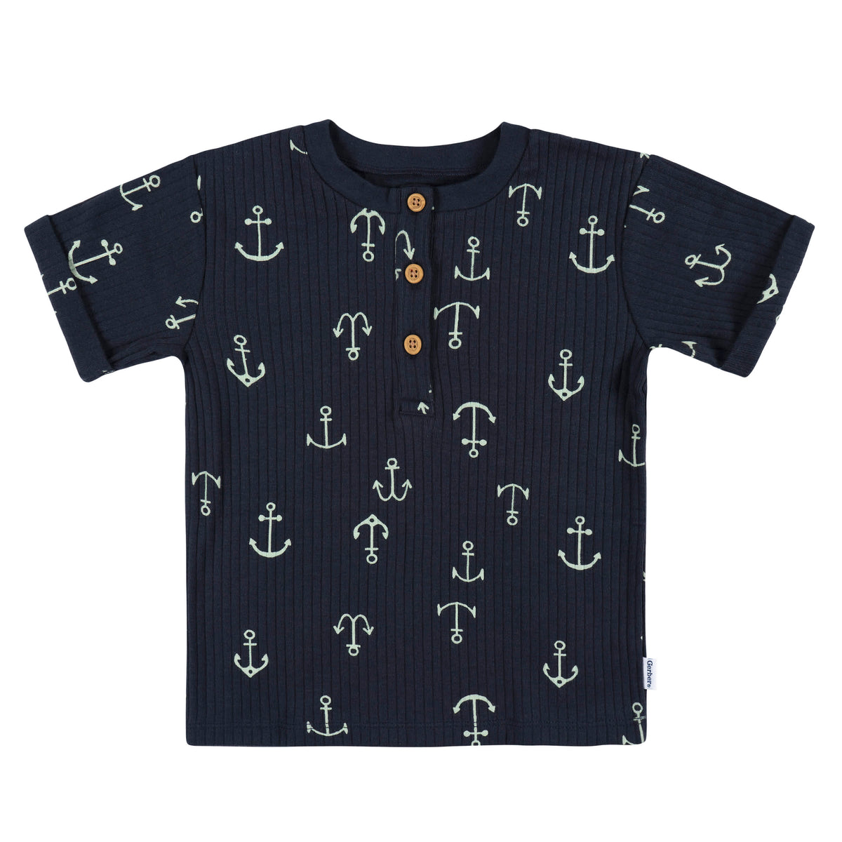 3-Pack Infant and Toddler Boys Anchor Henley T-Shirts, view 3