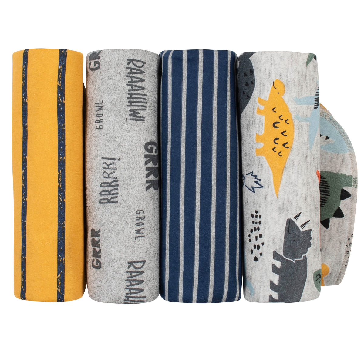 4-Pack Baby Boys Dino Flannel Receiving Blankets