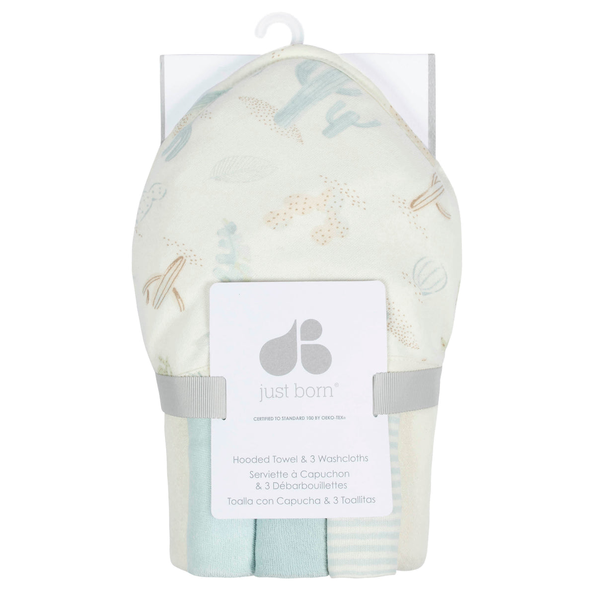 4-Piece Baby Boys Desert Cactus Hooded Towel & Washcloths Set, view 2