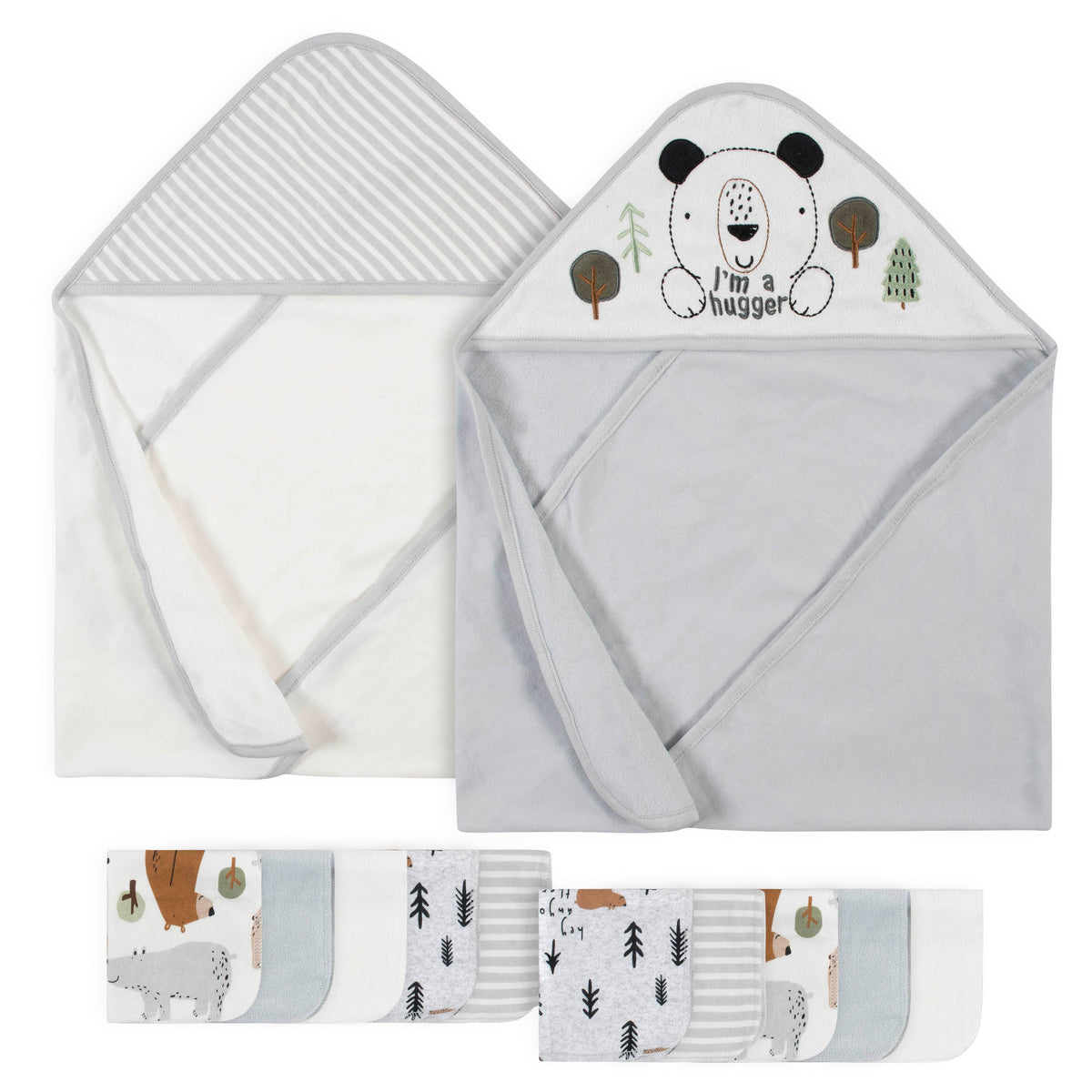 12-Piece Baby Neutral Bear Hooded Towels & Washcloths Set