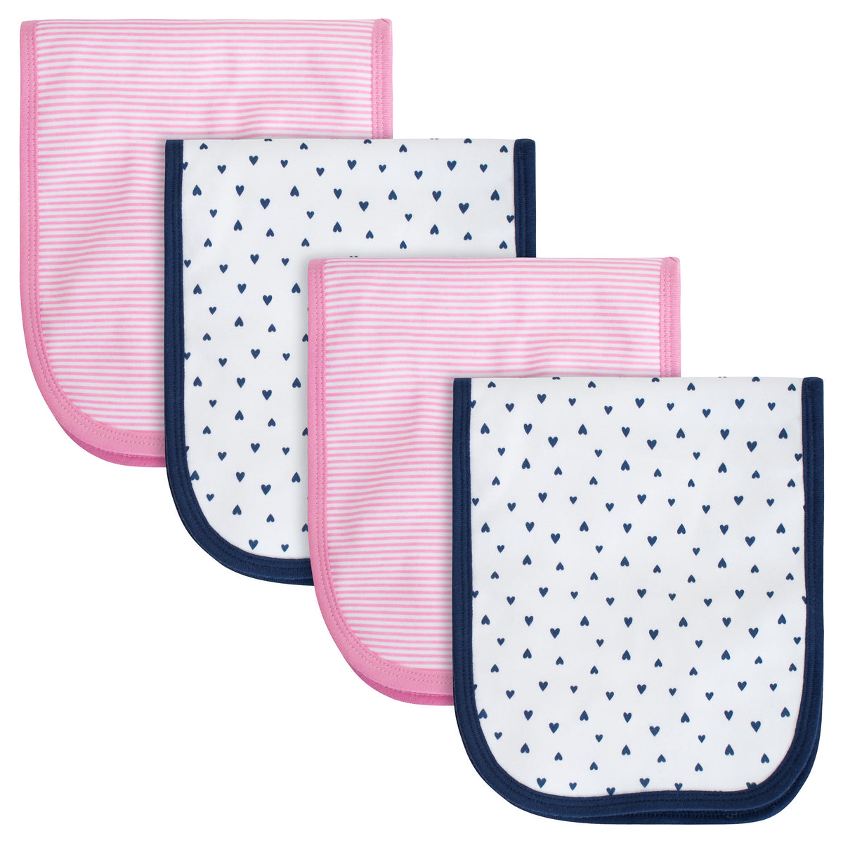 4-Pack Baby Girls Pink Triangle Burp Cloths