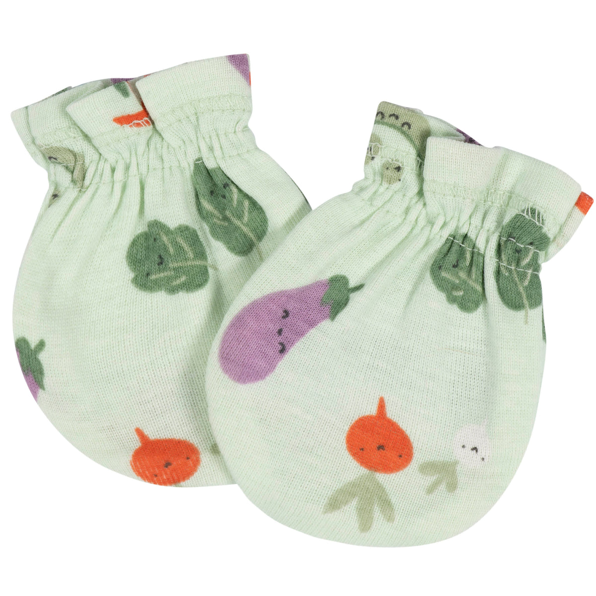 8-Piece Baby Neutral Happy Veggies No Scratch Mittens & Caps Set, view 3