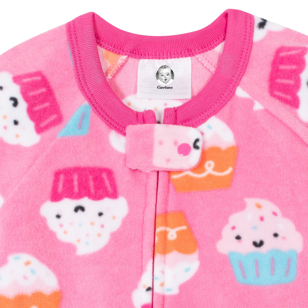 Baby Girls Cupcakes Fleece Pajama, view 2