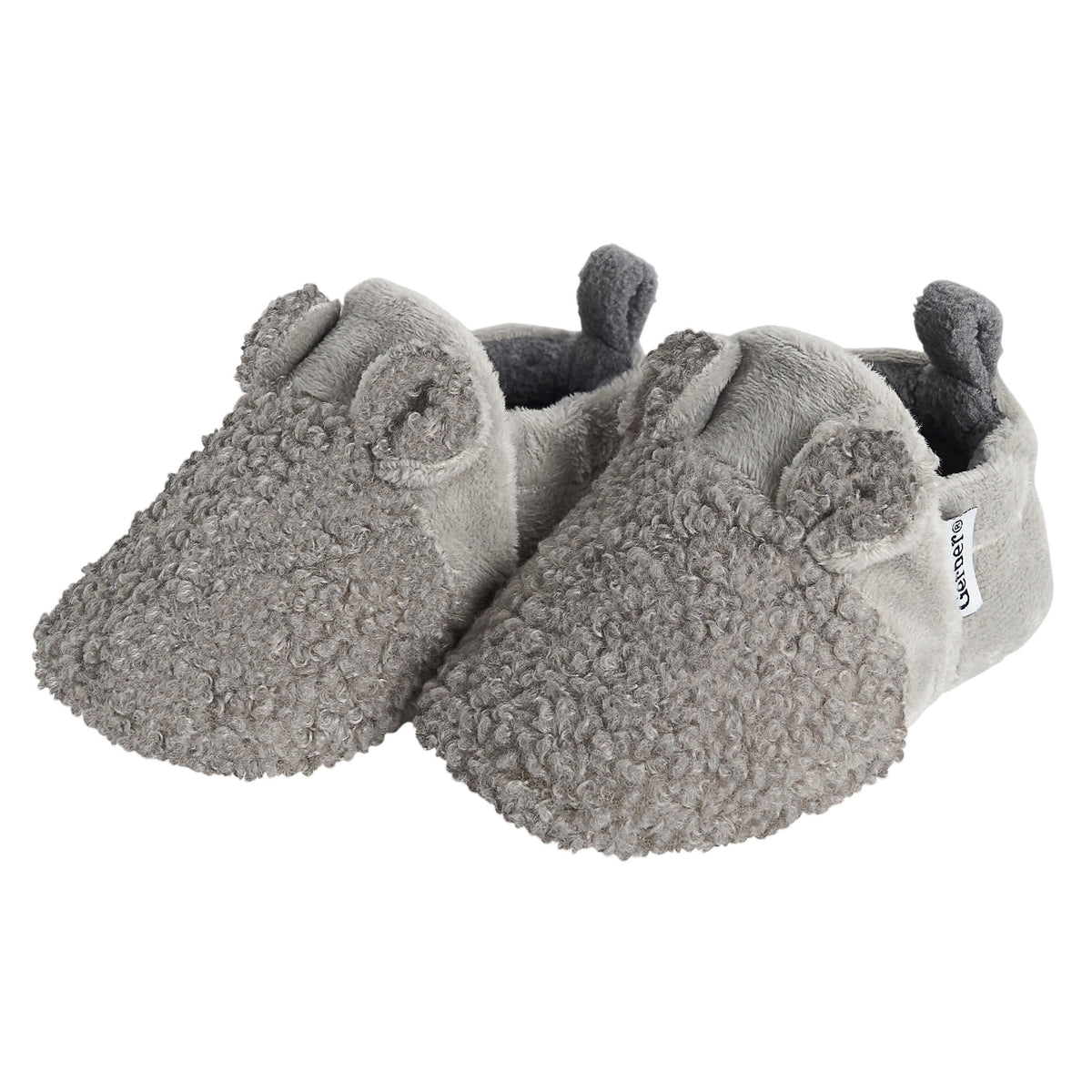 Baby Neutral Gray Sherpa Booties