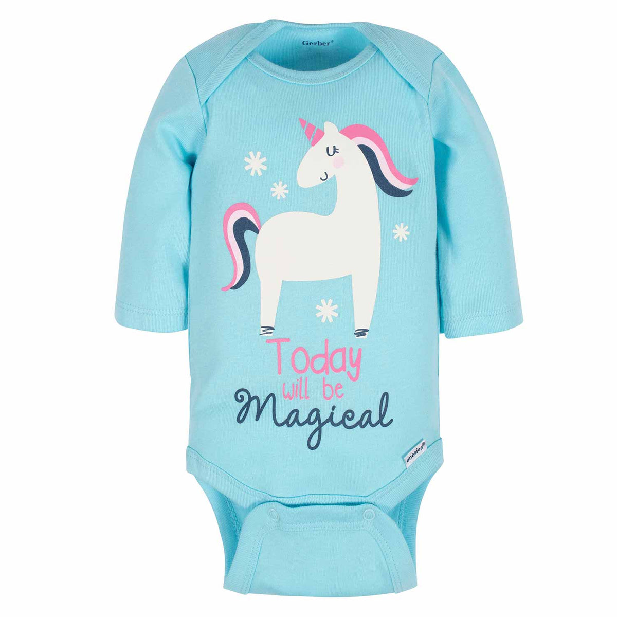 3-Pack Baby Girls Unicorn Long Sleeve Onesies Bodysuits, view 2