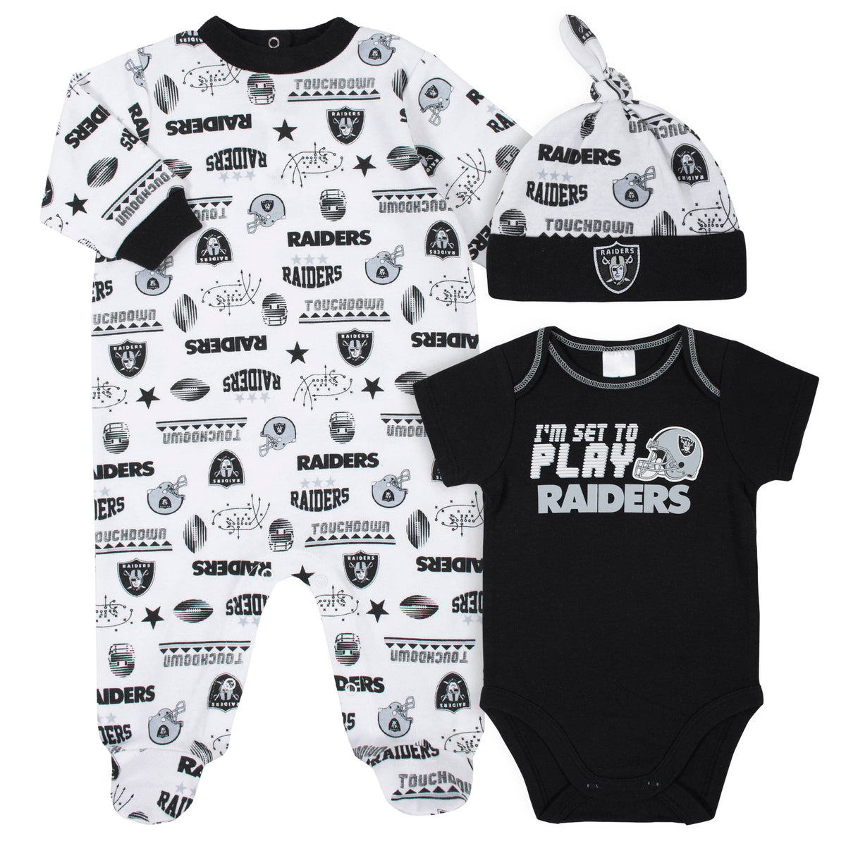 3-Piece Baby Boys Raiders Bodysuit, Sleep 'N Play, and Cap Set