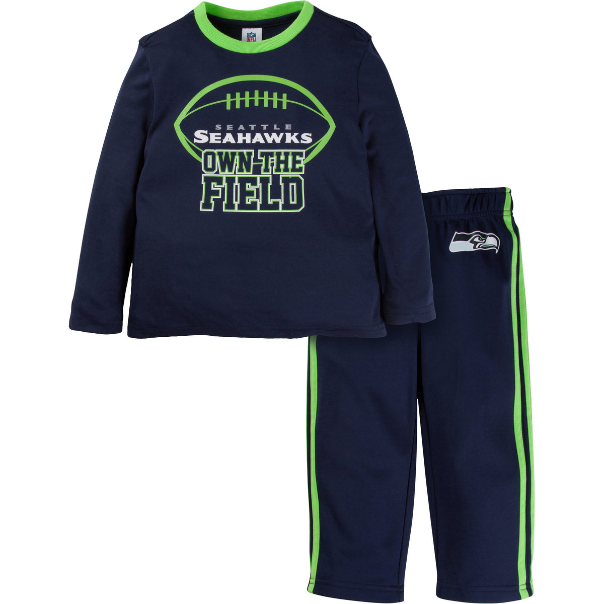 2-Piece Toddler Boys Seahawks Long Sleeve Tee Shirt and Pant Set