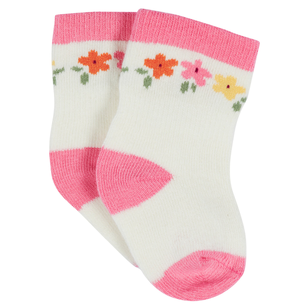 12-Pack Baby & Toddler Girls Floral Fox Jersey Crew Wiggle Proof Socks, view 11