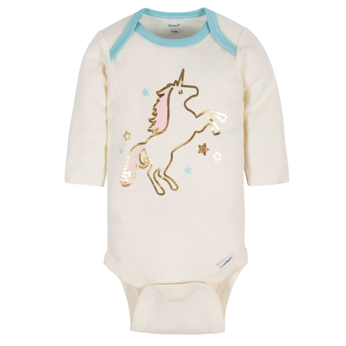 6-Pack Baby Girls Unicorn & Royalty Long Sleeve Onesies Bodysuits, view 2