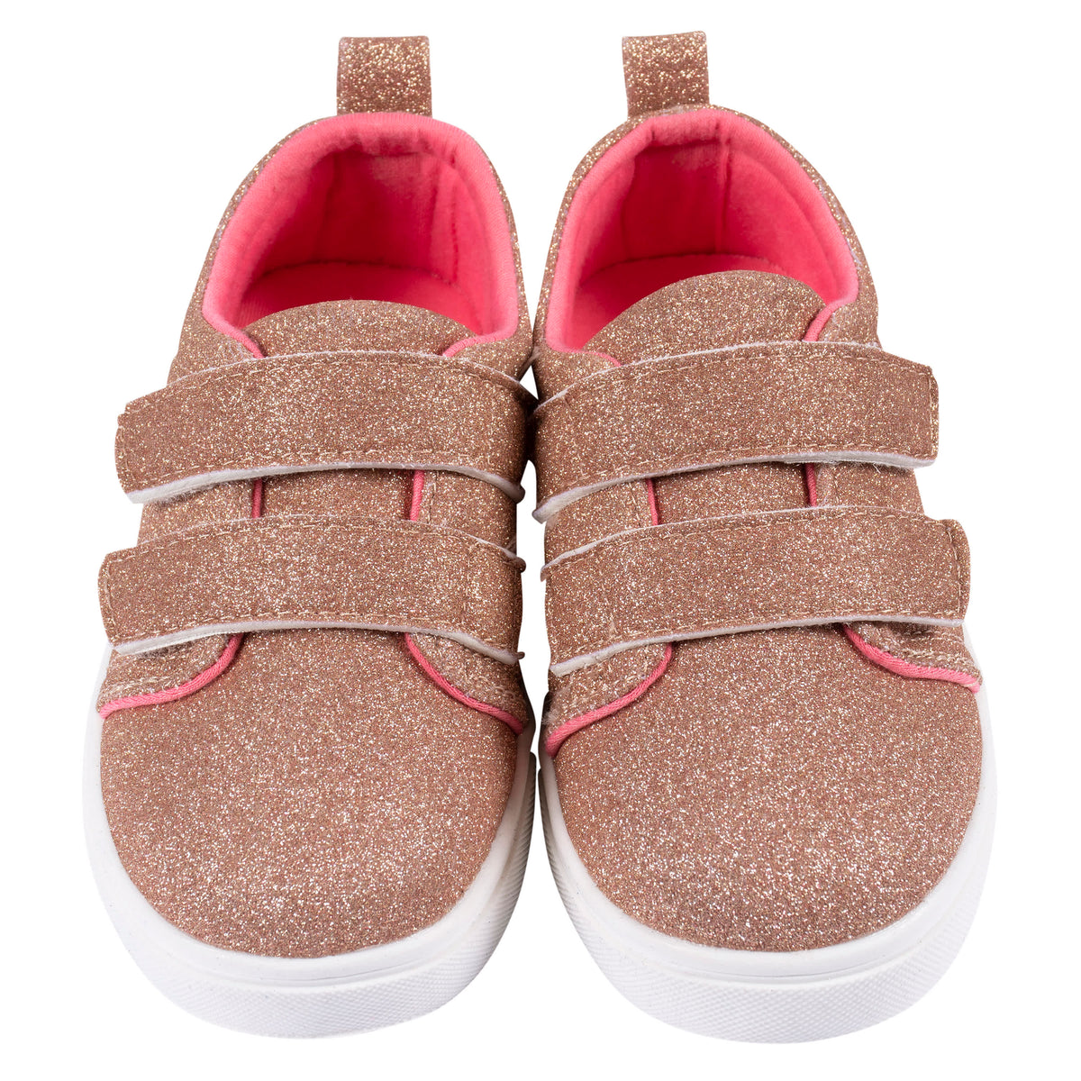 Infant & Toddler Girls Rose Gold Glitter Strap Sneaker, view 4