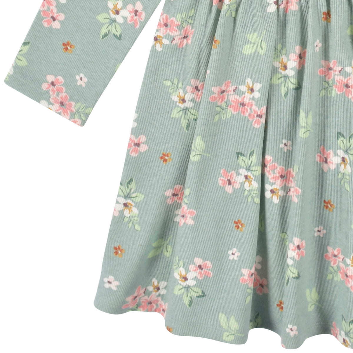 2-Pack Infant & Toddler Girls Mint Floral Long Sleeve Dresses, view 3