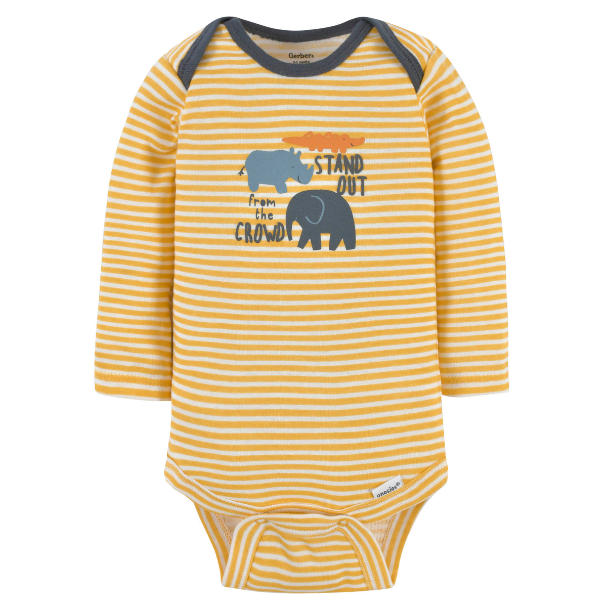 3-Pack Baby Boys Safari Animals Long Sleeve Onesies Bodysuits, view 2