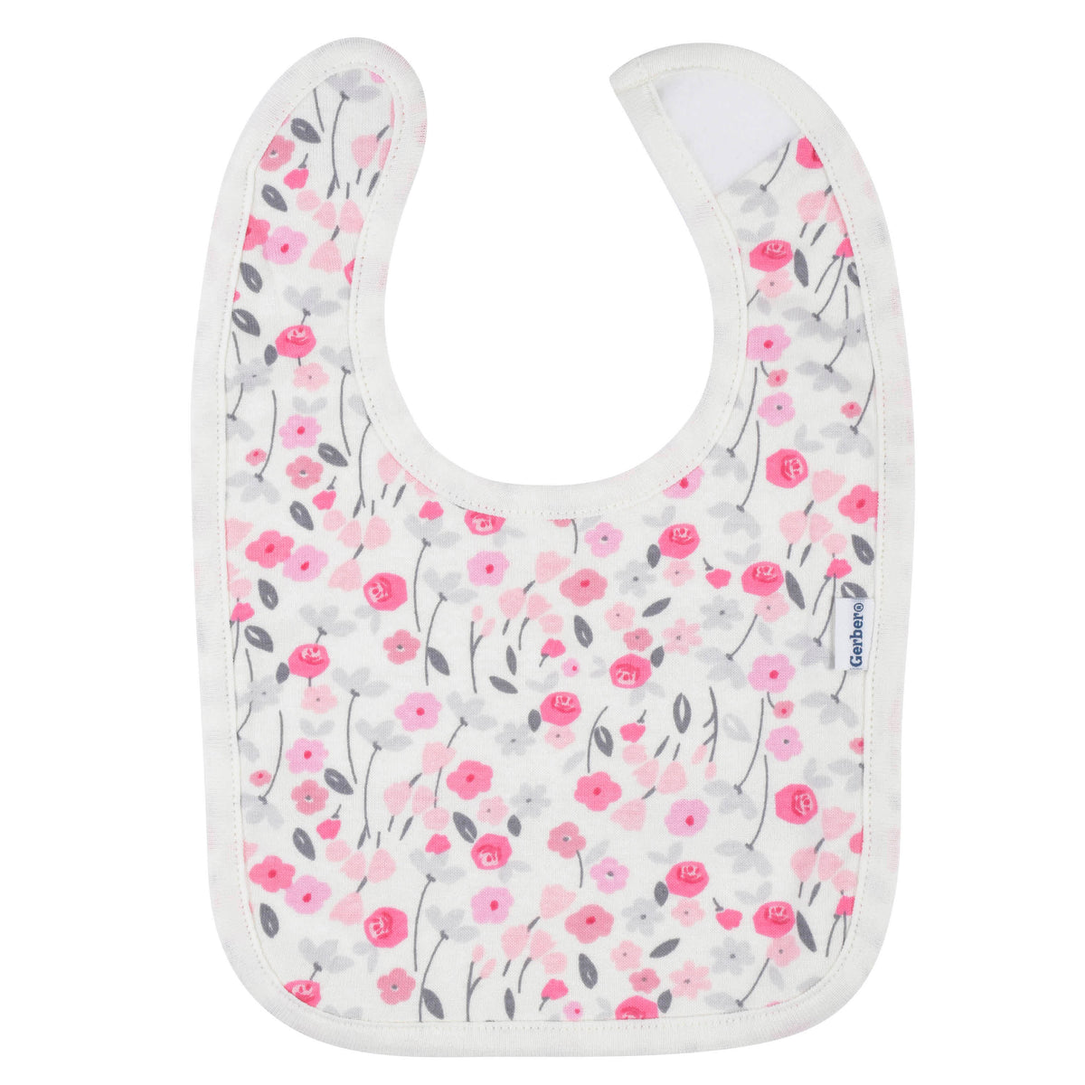 2-Piece Baby Girls Rose Floral Bibs & Burp Set, view 4