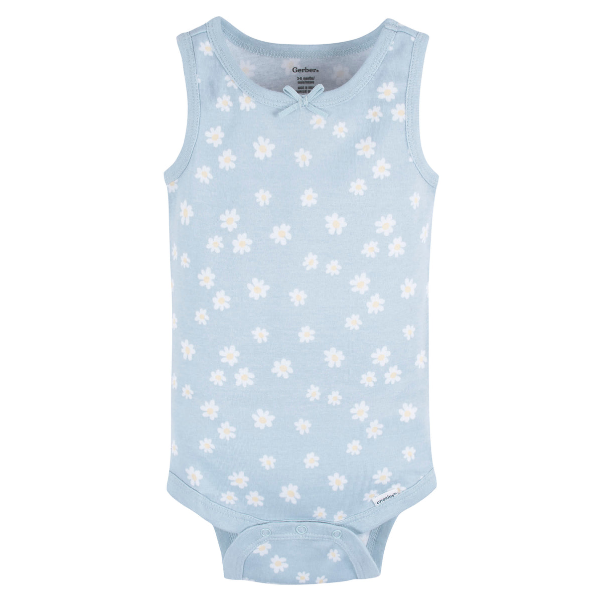 5-Pack Baby Girls Orange Flowers Sleeveless Onesies Bodysuits, view 3