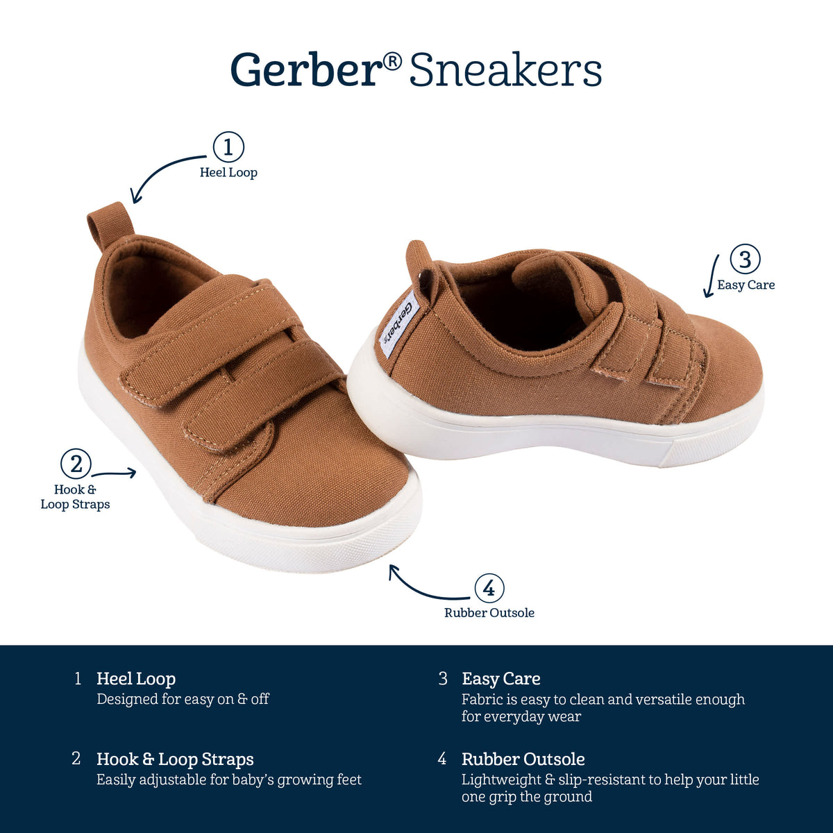 Infant & Toddler Boys Washed Rust Twill Strap Sneaker, view 8