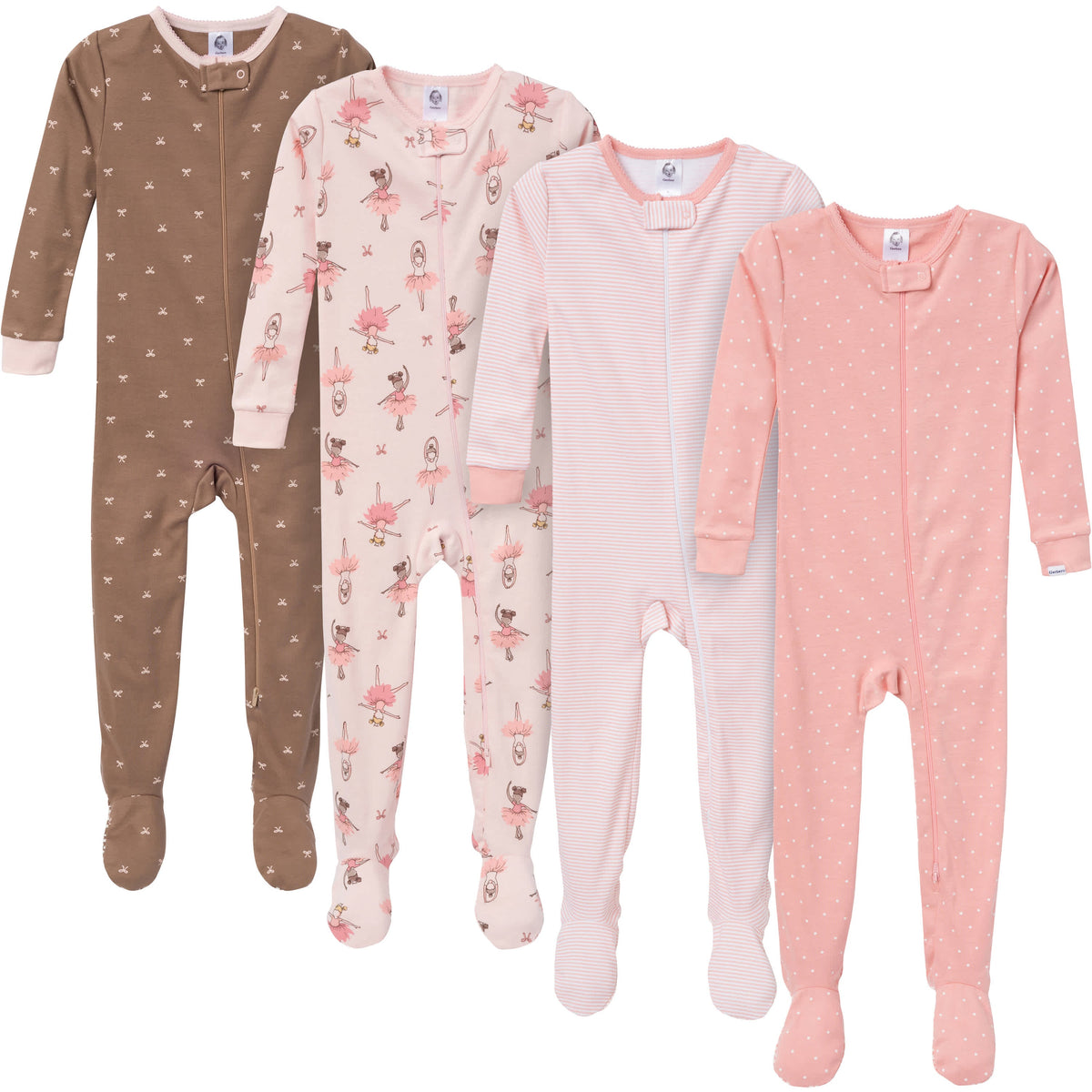 4-Pack Baby & Toddler Girls Ballerinas Snug-Fitting Footed Pajamas