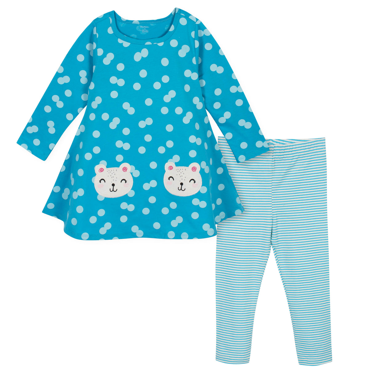 2-Piece Toddler Girls Bear Dress and Legging Set