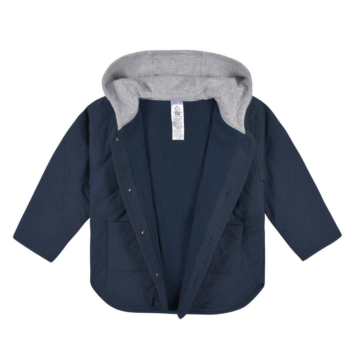 Infant & Toddler Boys Navy Quilted Hooded Jacket, view 3