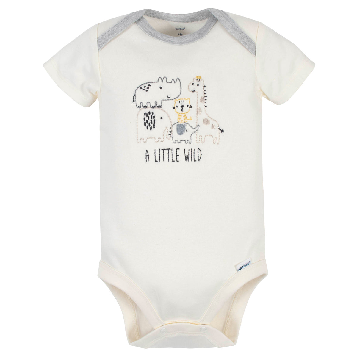 3-Pack Organic Baby Boys Jungle Short Sleeve Onesies Brand Bodysuits, view 2