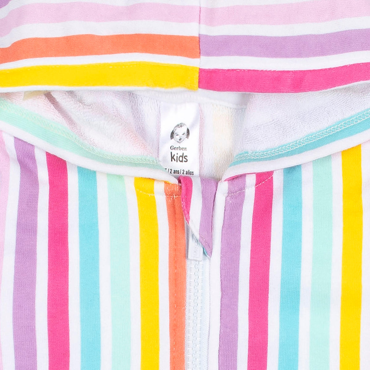 Baby & Toddler Girls Rainbow Hooded Zip Front Terry Coverup, view 7