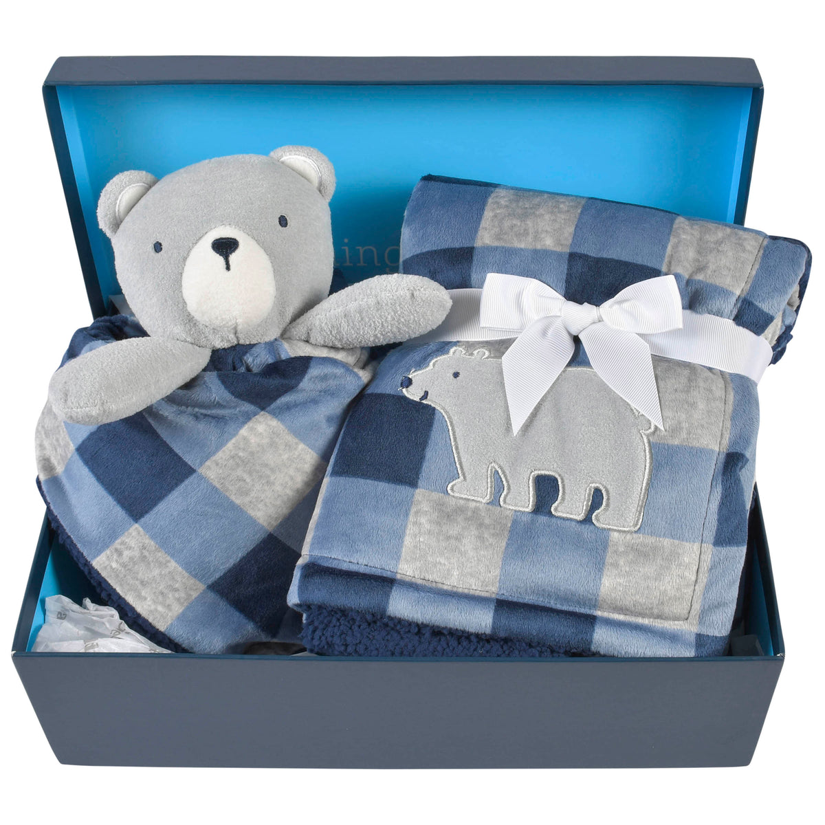 2-Piece Baby Boys Bear Plush Blanket & Security Blanket Set