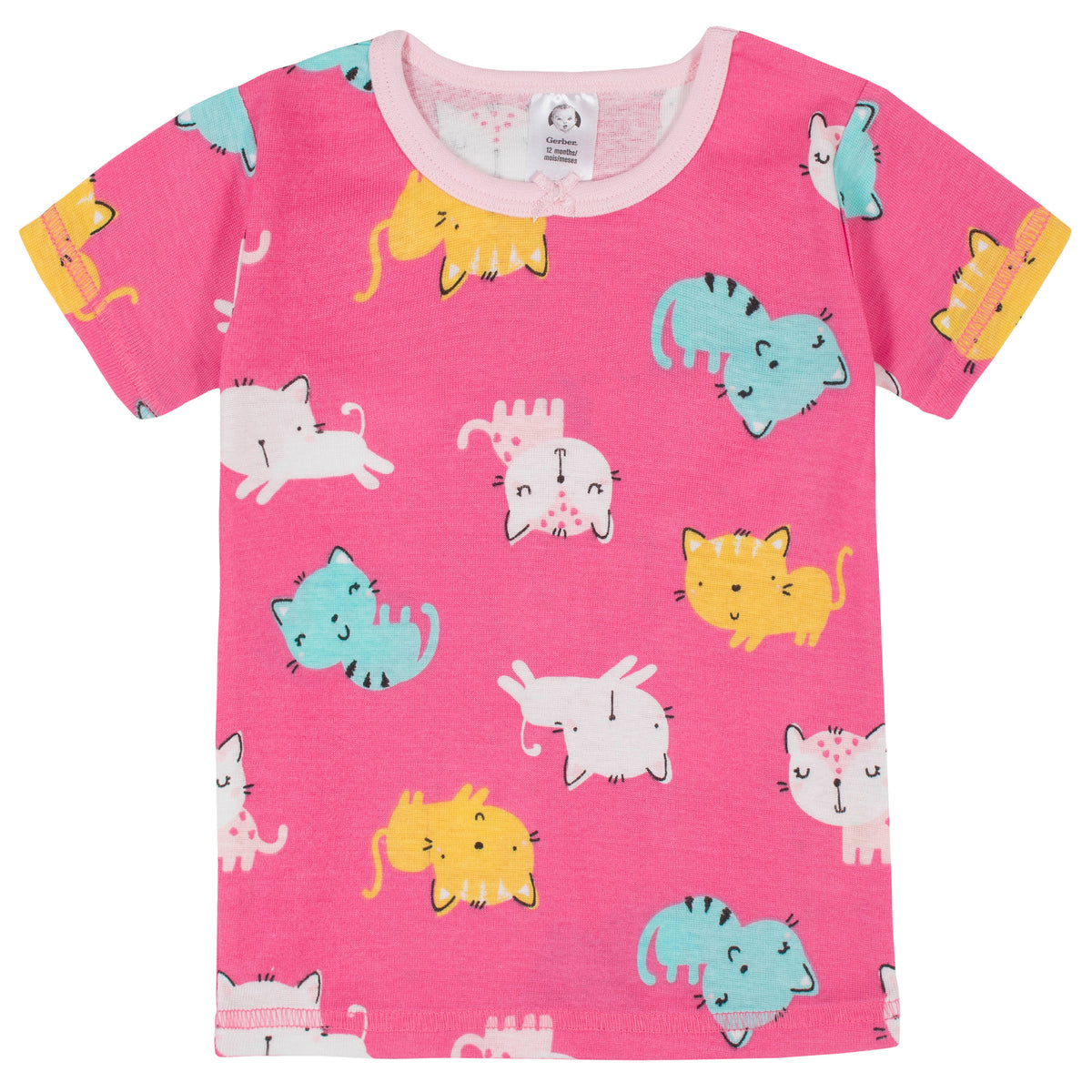 4-Piece Girls Cats Snug Fit Cotton Pajamas, view 2