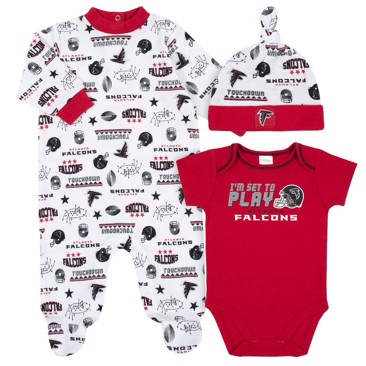 3-Piece Baby Boys Falcons Bodysuit, Sleep 'N Play, & Cap Set