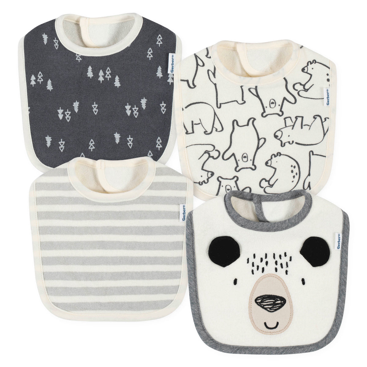 4-Pack Baby Boys Bear Dribbler Bibs