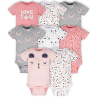 8-Pack Baby Girls Bear Short Sleeve Onesies® Bodysuits