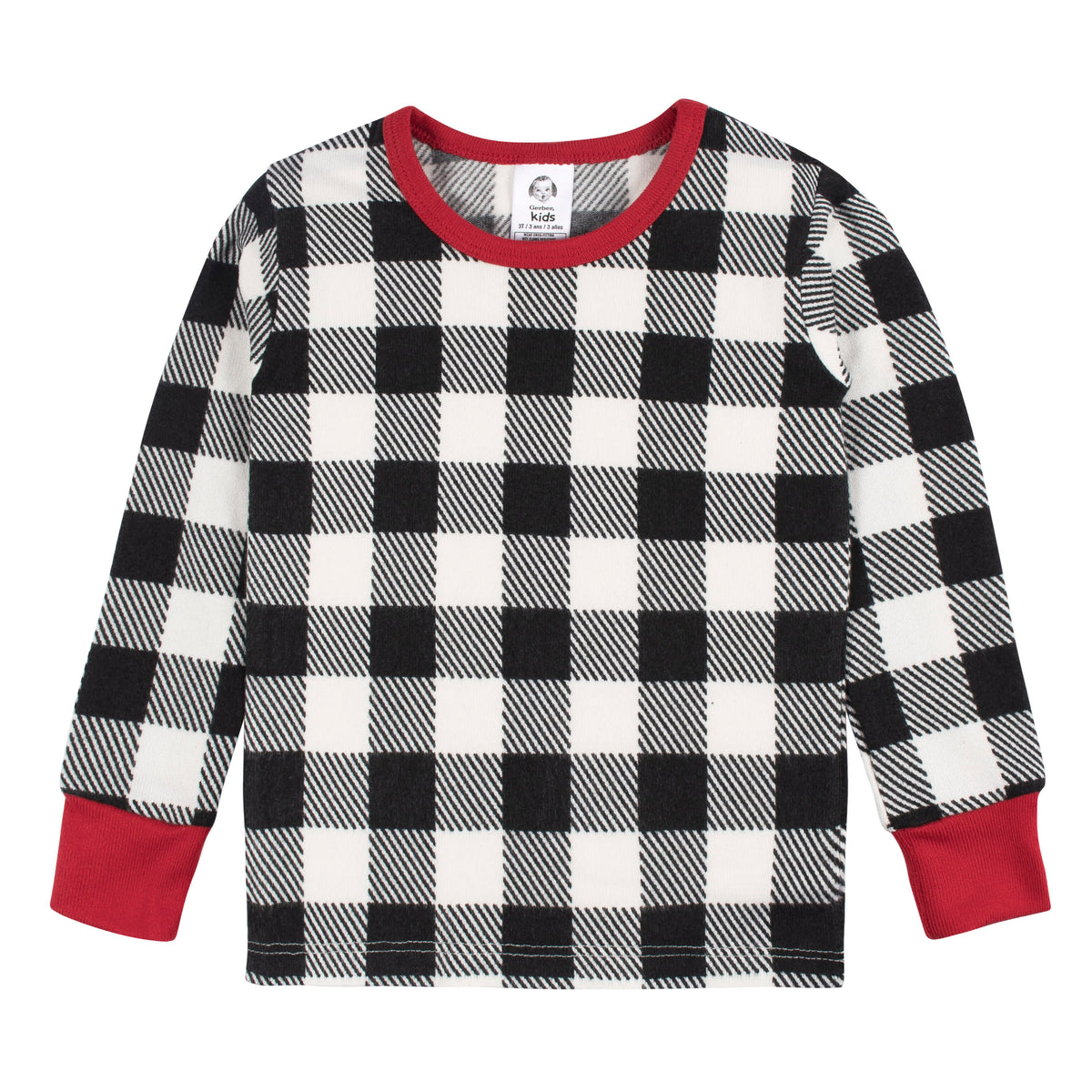 2-Piece Infant and Toddler Neutral Buffalo Plaid Snug Fit Pajama Set, view 2