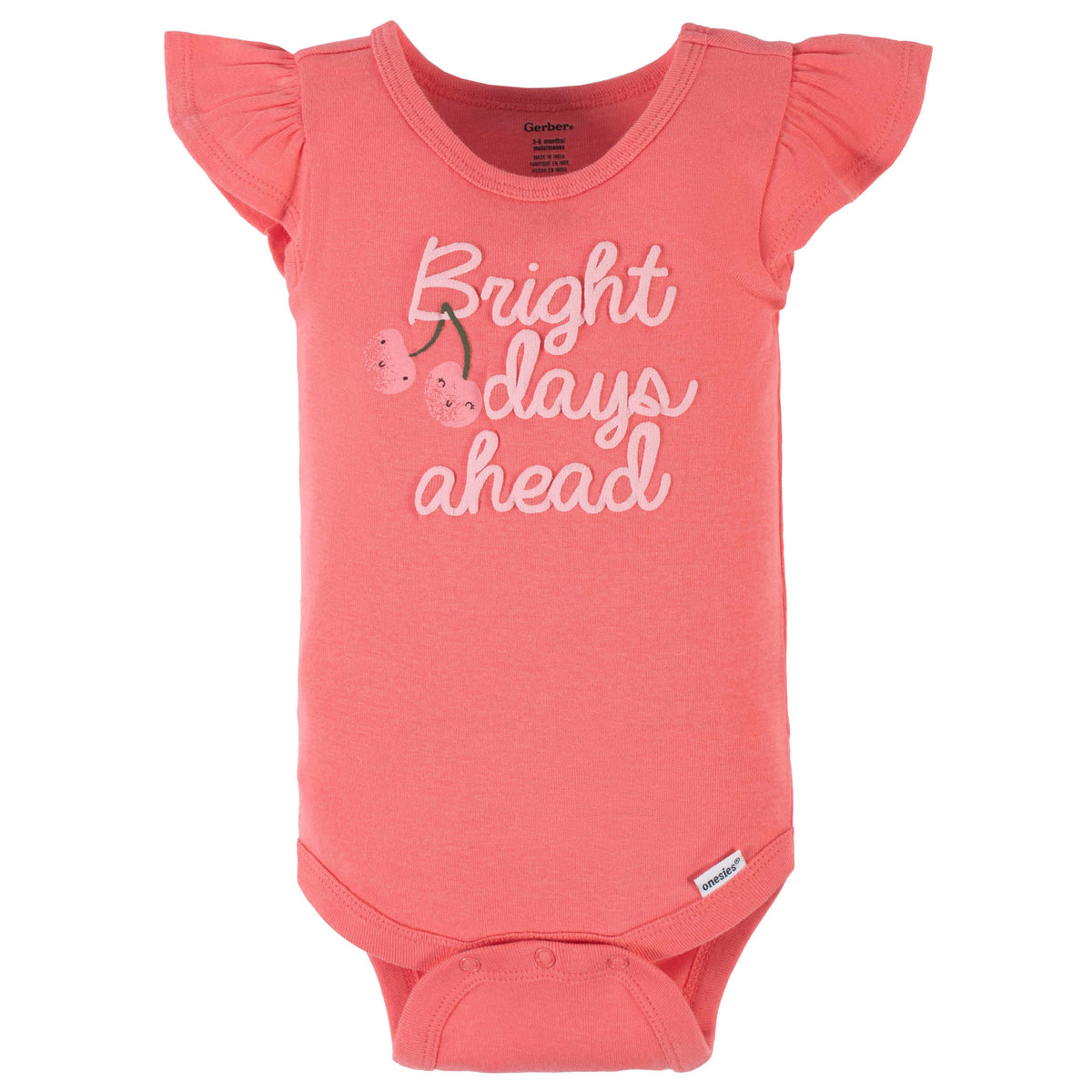 4-Pack Baby Girls Cherry Kisses Short Sleeve Onesies Bodysuits, view 2