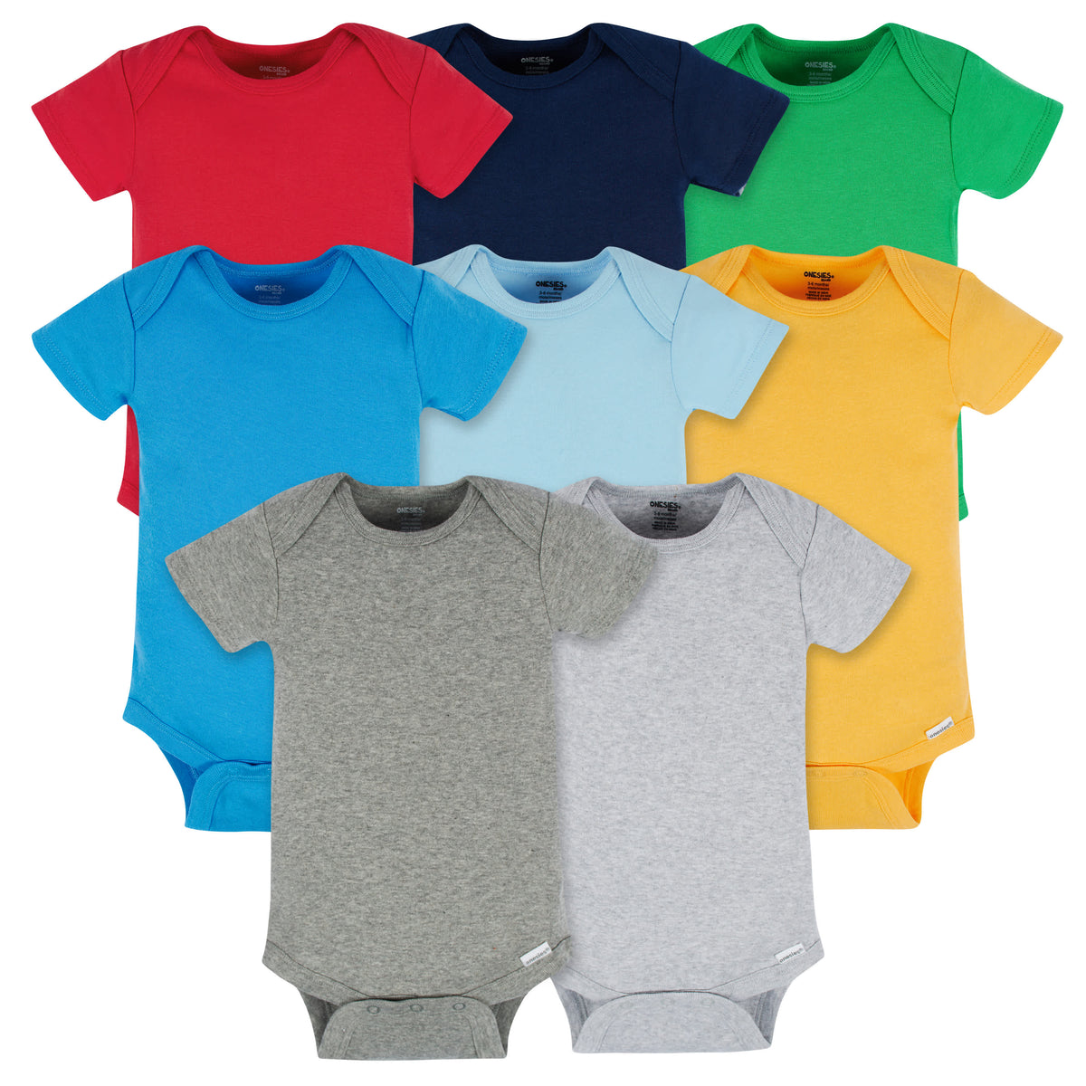 8-Pack Baby Neutral Classic Rainbow Short Sleeve Onesies Bodysuits