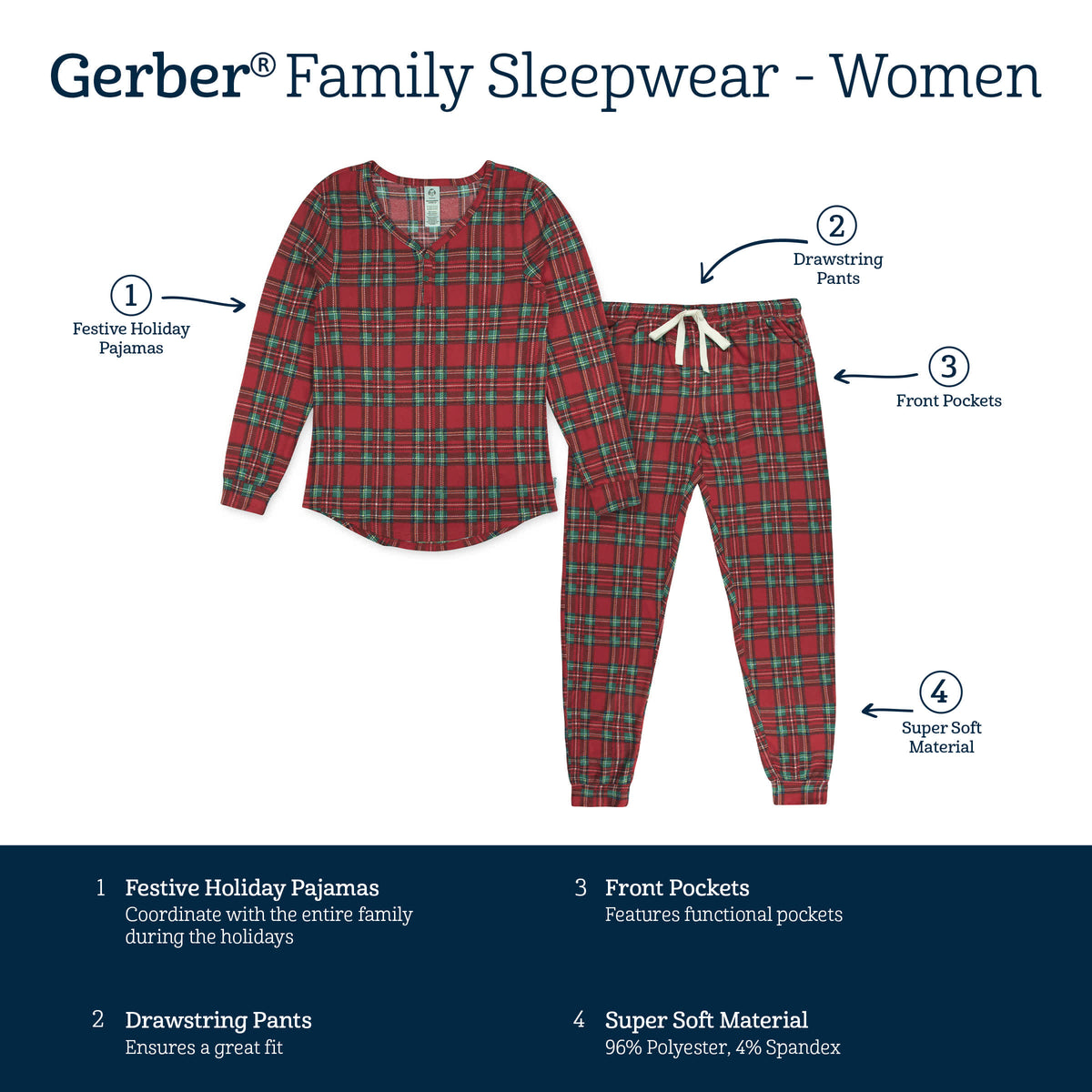 2-Piece Women's Stewart Plaid Pajama Set, view 9