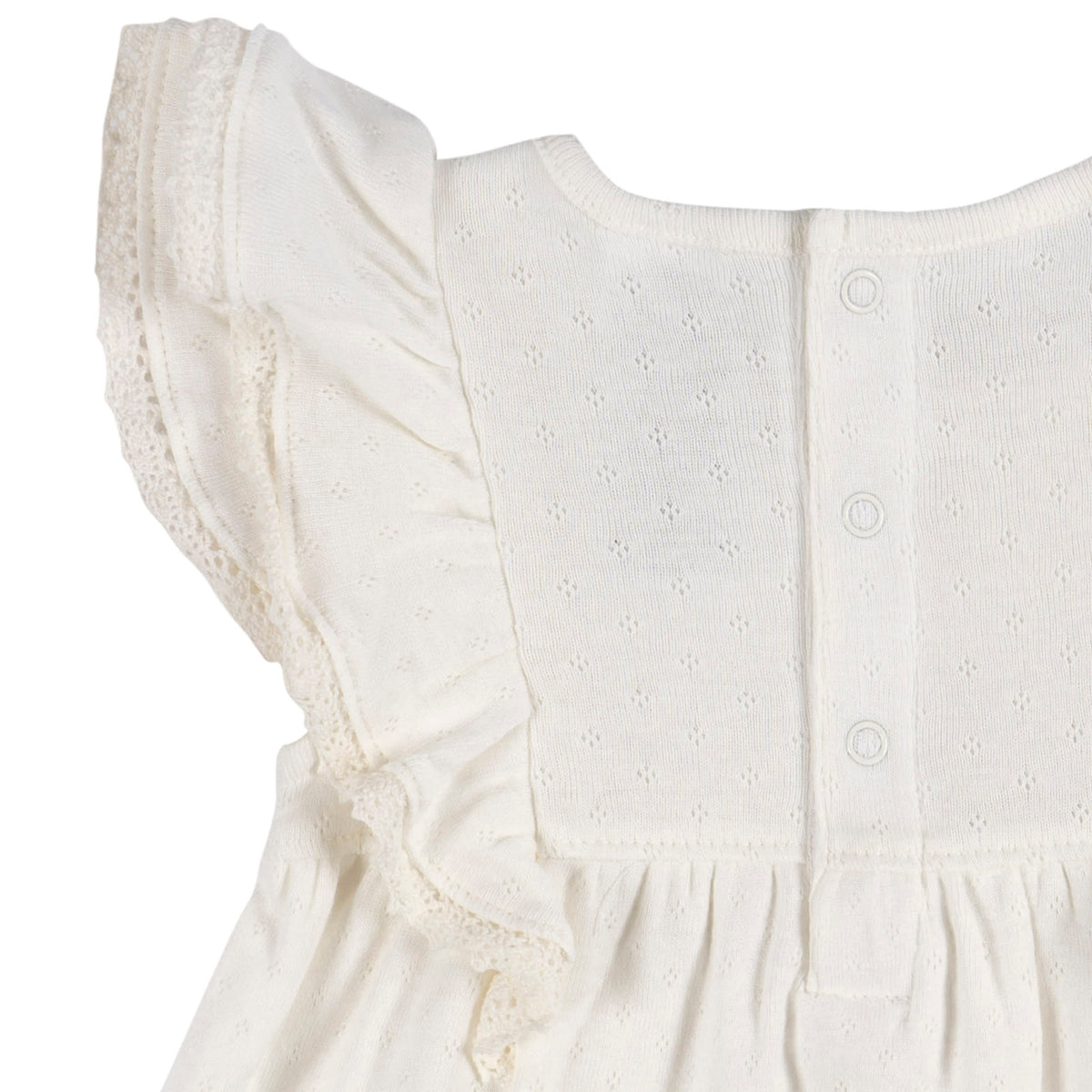 2-Piece Baby Girls Ivory Dress & Diaper Cover, view 6