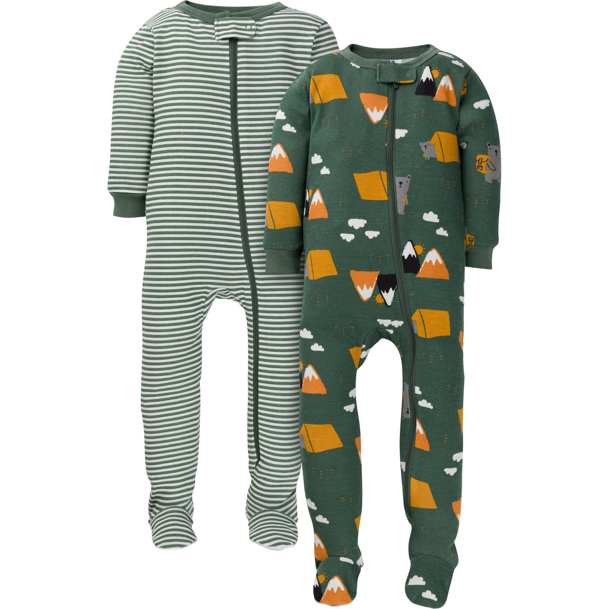 2-Pack Boys Camping Snug Fit Footed Cotton Pajamas