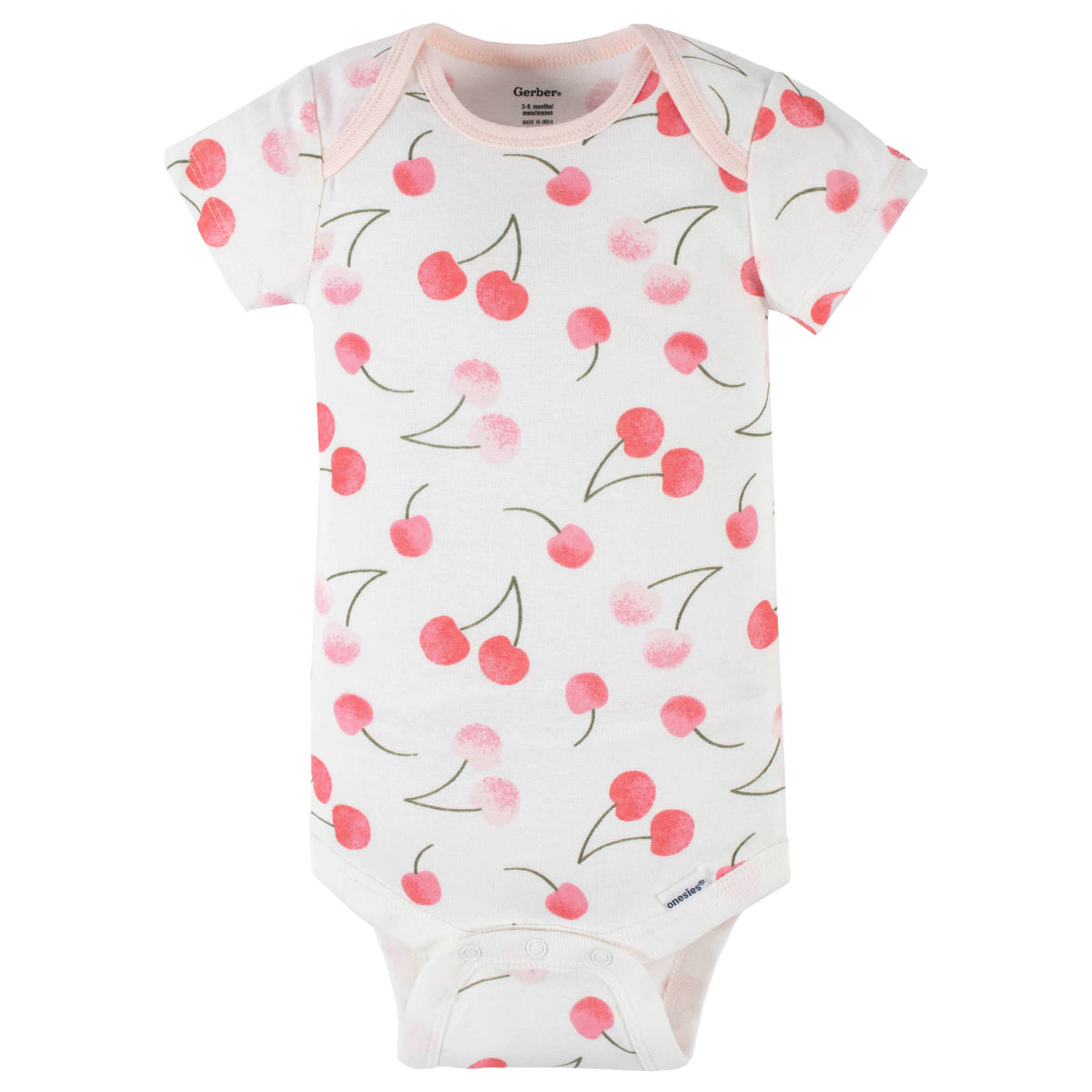 4-Pack Baby Girls Cherry Kisses Short Sleeve Onesies Bodysuits, view 5