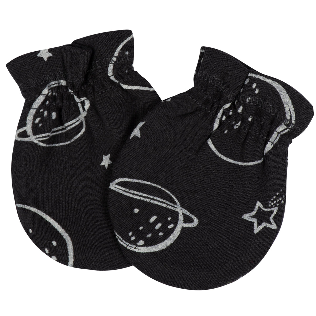 8-Piece Baby Boys Space Explorer No Scratch Mittens & Caps Set, view 3