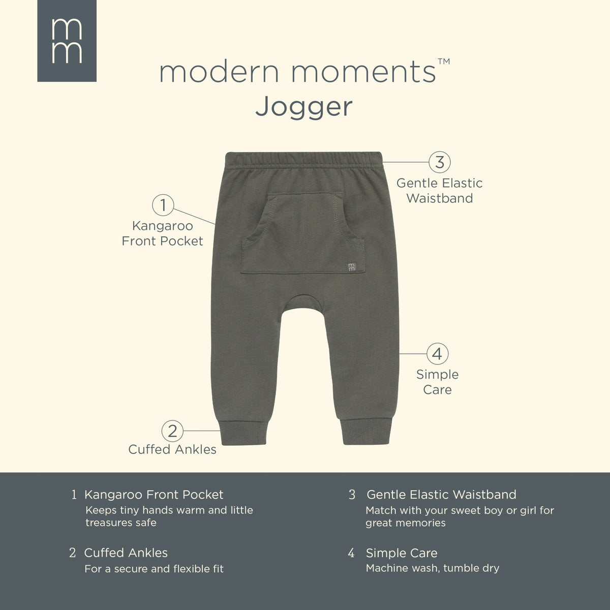 Baby Boys Dk Green Jogger Pants-Gerber Childrenswear Wholesale
