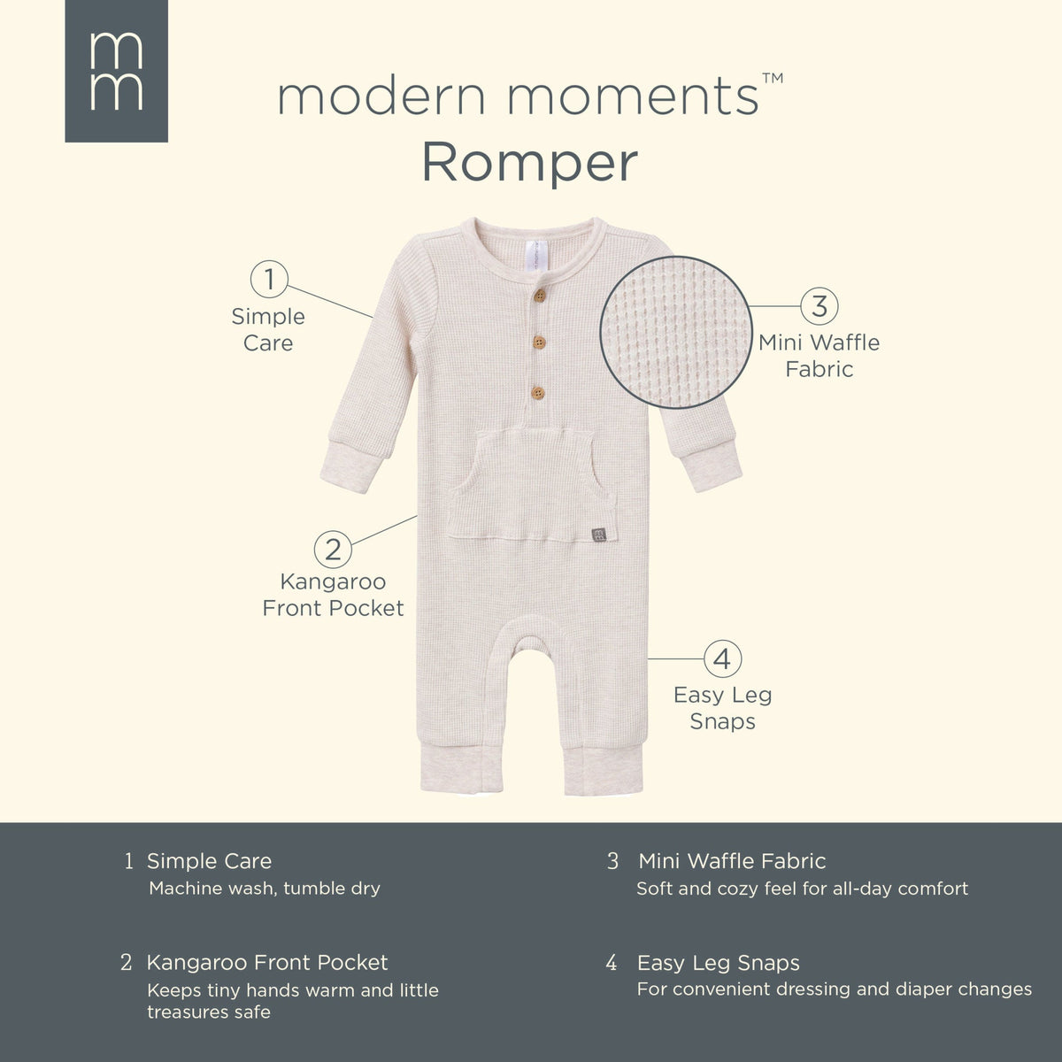 Baby Boys Dk Green Romper-Gerber Childrenswear Wholesale