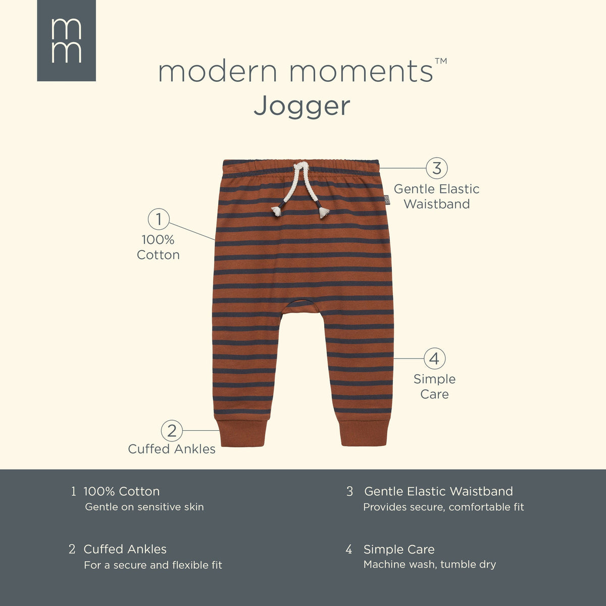 Baby Boys Md Brown Stripe Jogger Pants-Gerber Childrenswear Wholesale