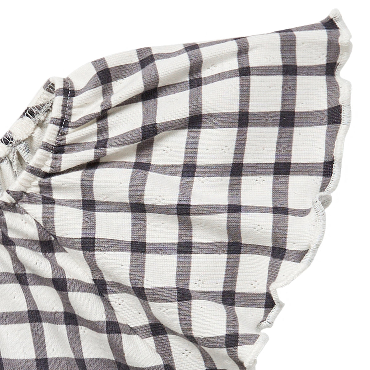 Infant & Toddler Girls Dark Grey Plaid Ruffle Sleeve Top, view 5