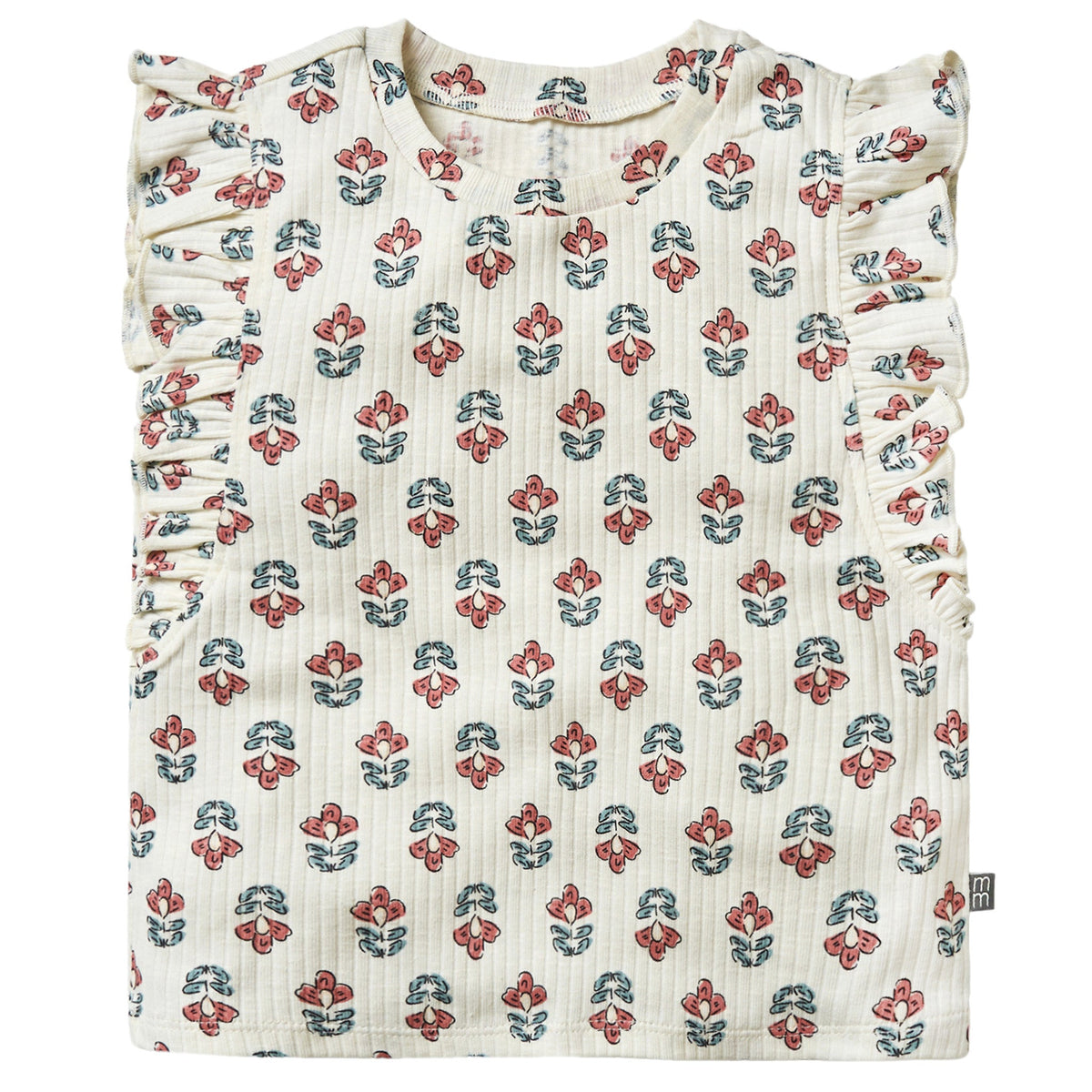 Infant & Toddler Girls Ivory Flower Ruffle Sleeveless Top