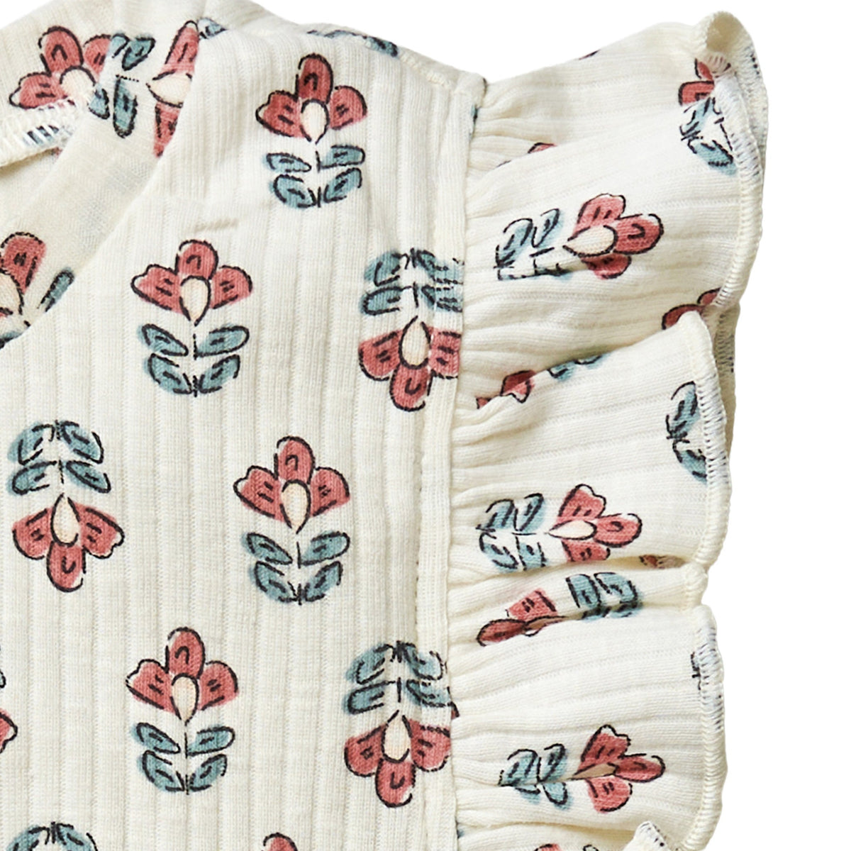 Infant & Toddler Girls Ivory Flower Ruffle Sleeveless Top, view 7