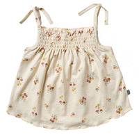 Infant & Toddler Girls Light Beige Flowers Smocked Sleeveless Top