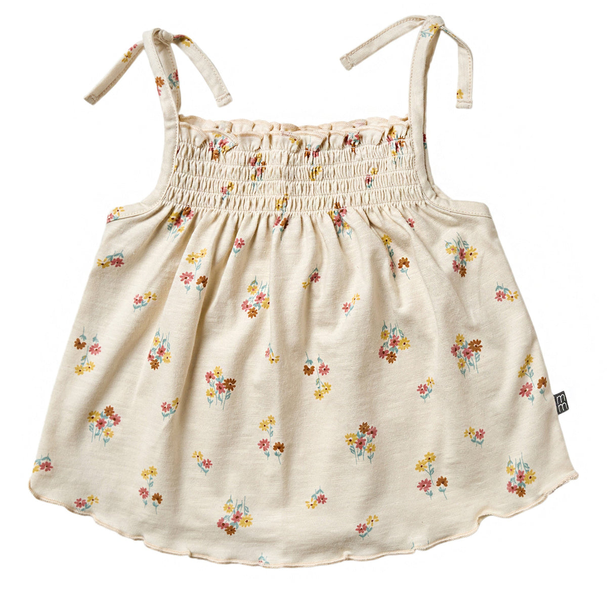 Infant & Toddler Girls Light Beige Flowers Smocked Sleeveless Top