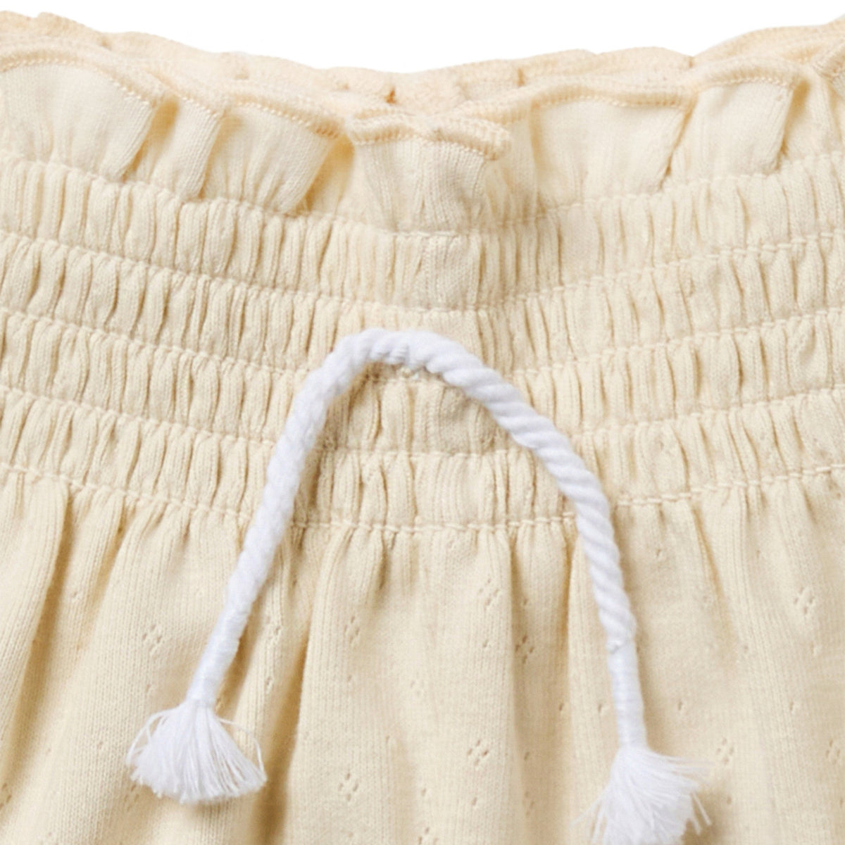 Infant & Toddler Girls Light Beige Smocked Wide Leg Shorts, view 4